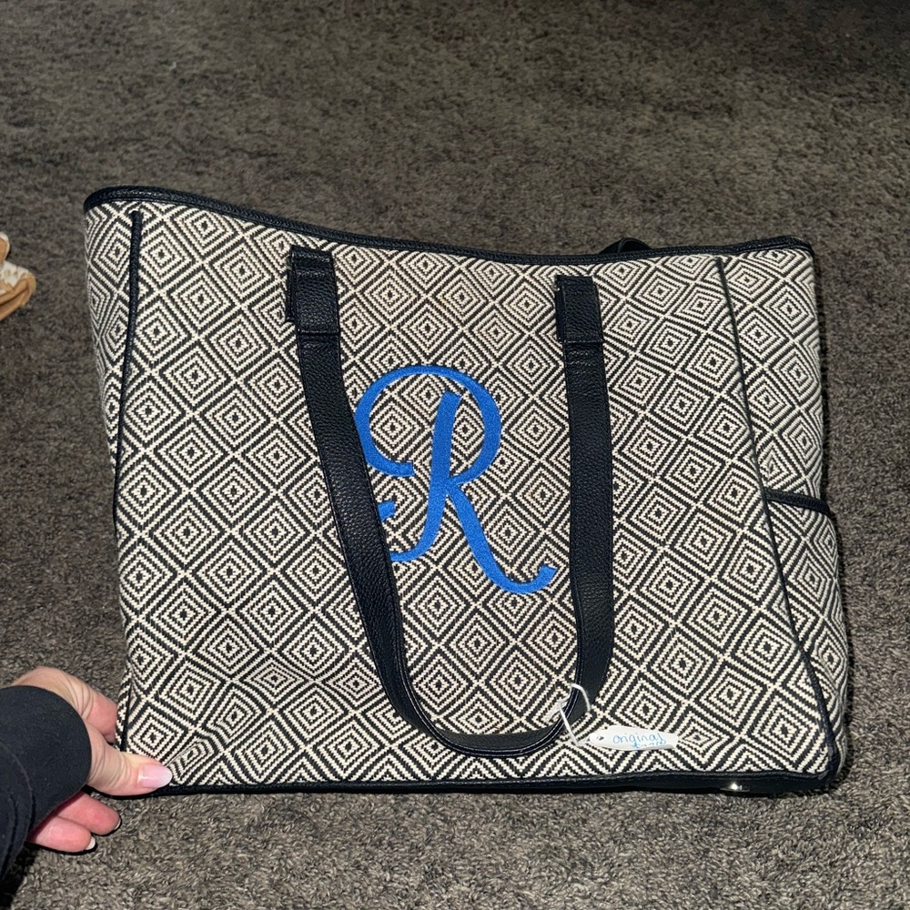 Thirty-One Black and White Cindy  Geometric Tote